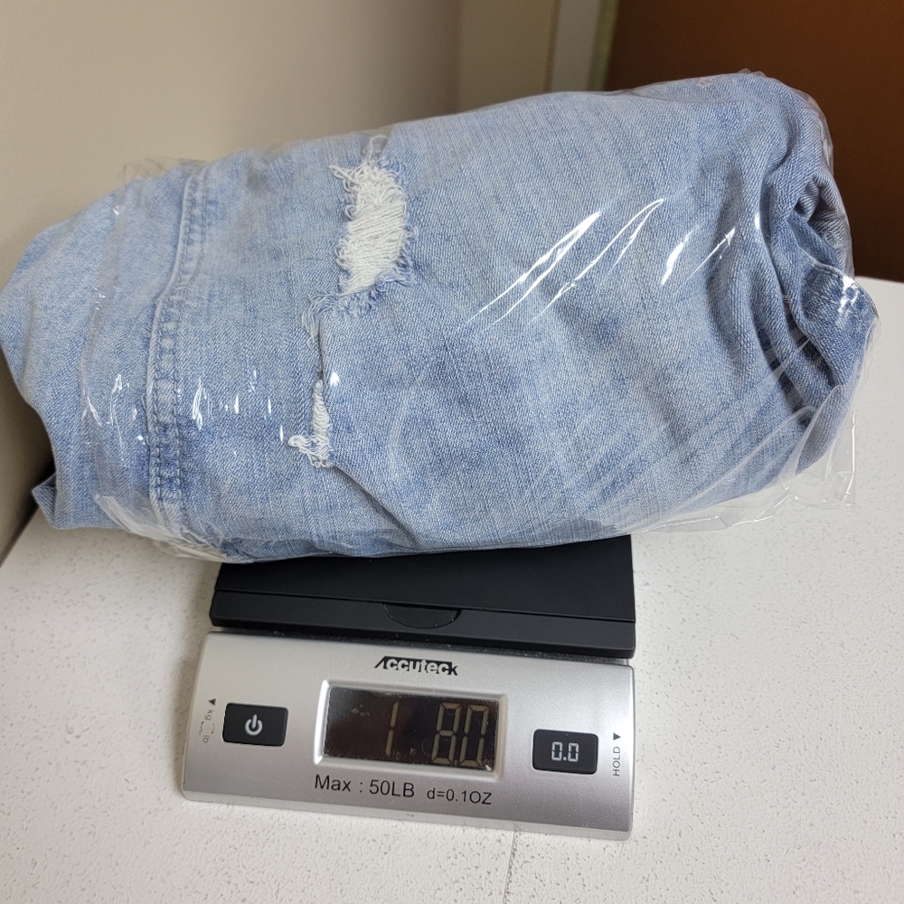 Torrid Shortall Vintage Stretch Light Wash Sz 22 Distressed Cuffed Denim Jumper - Picture 14 of 14